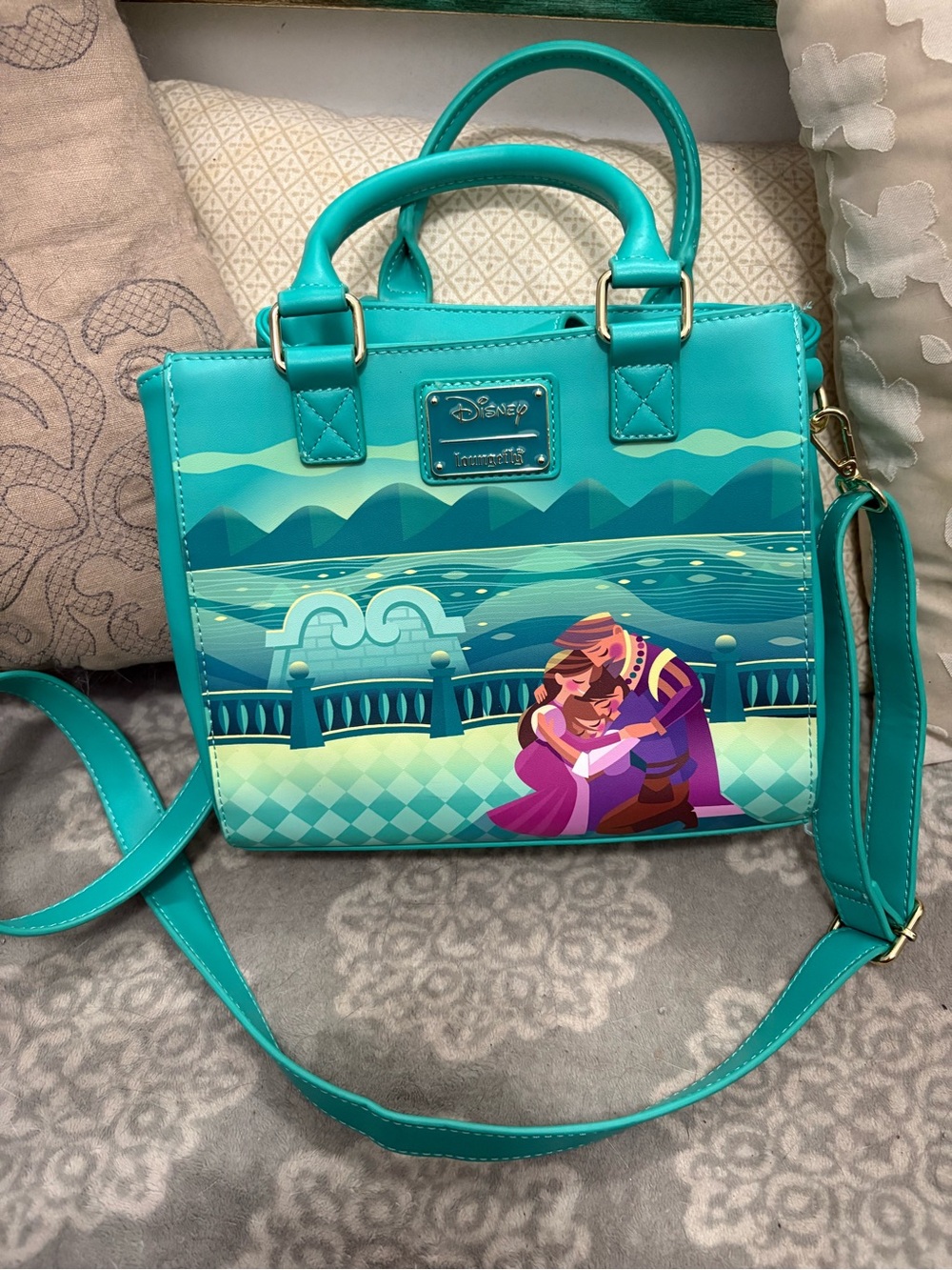 Disney Loungefly Teal Rapunzel Tangled Storybook Crossbody Purse Bag